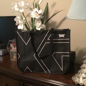 PXG Black Tote with White Geometric Accents
